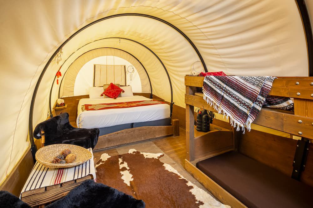 Luxury cabin or tent stays at KOA